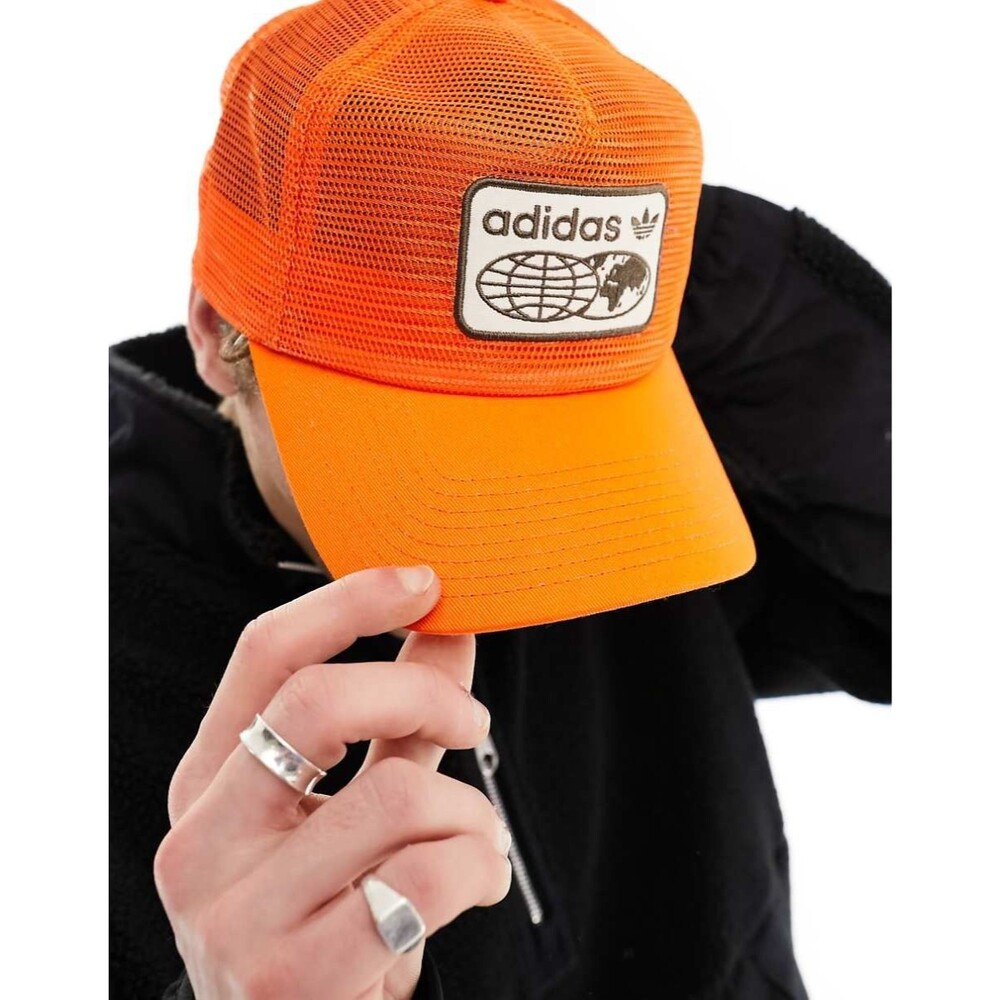 ADIDAS ORIGINALS WORLDWIDE FULL MESH TRUCKER MENS SNAPBACK HAT ORANGE NEW